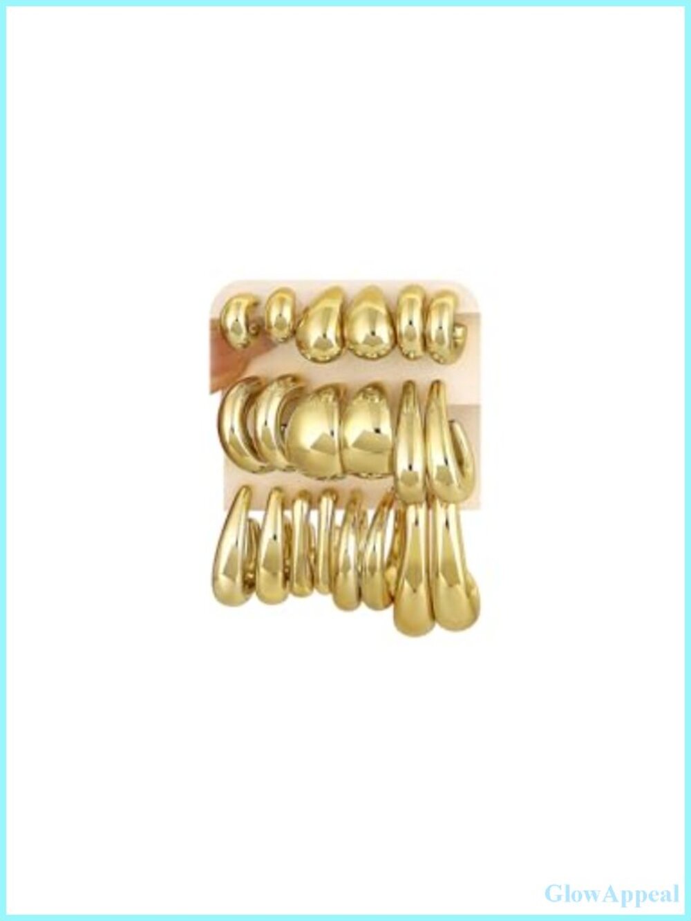 10 Pair Gold Plated Chunky Hoop Earring Set Hypoallergenic